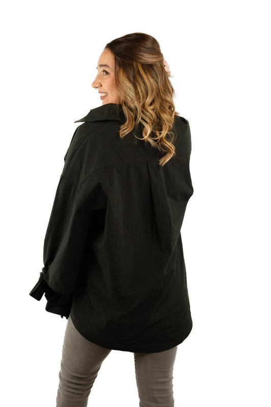 Cutout Elbow Tie Details Long Shirt