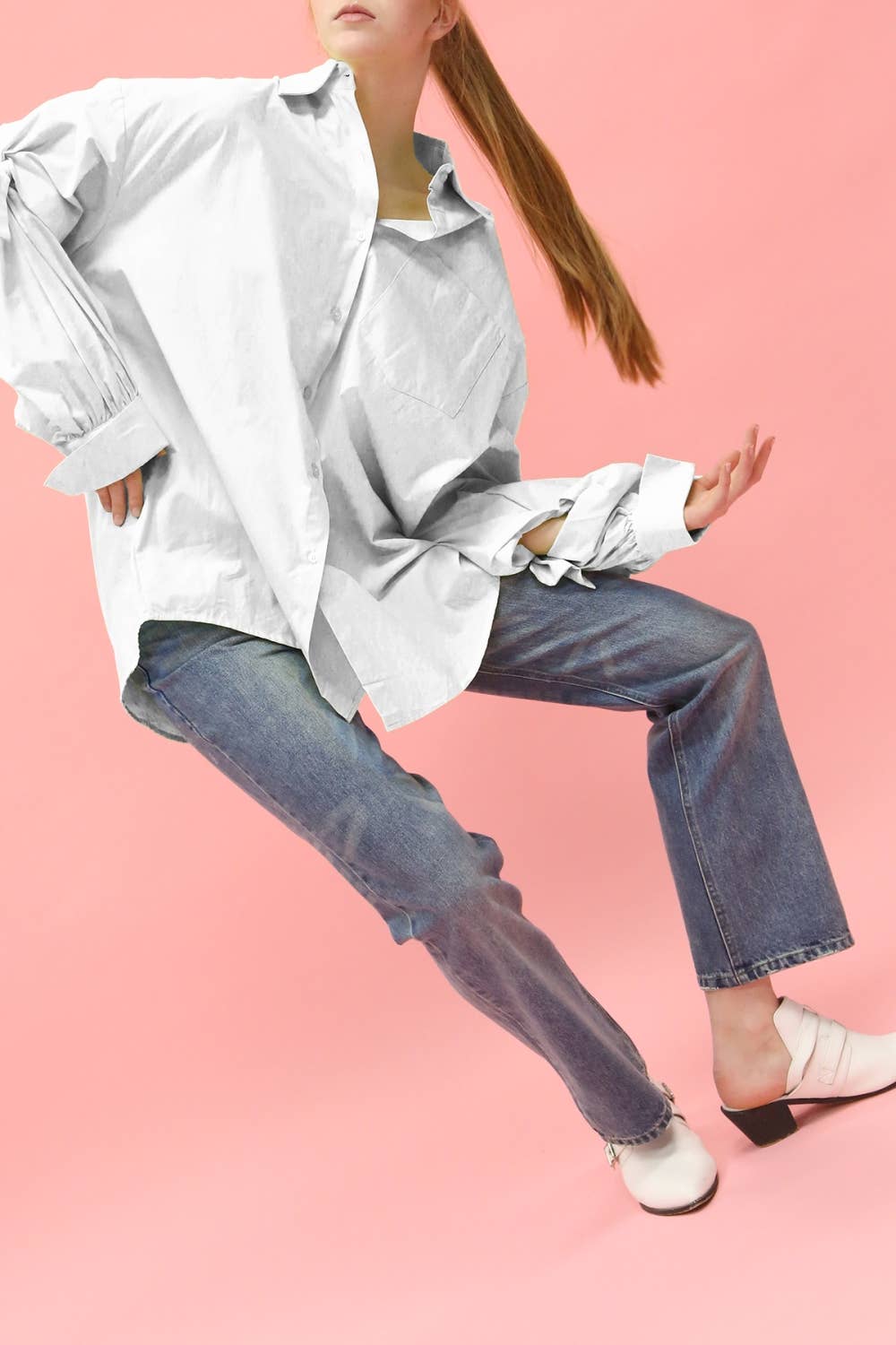 Cutout Elbow Tie Details Long Shirt