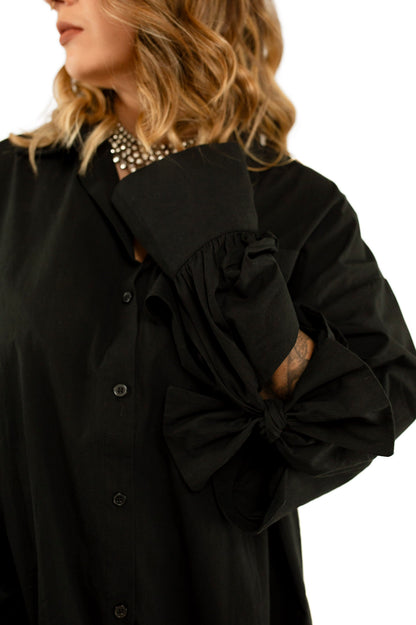 Cutout Elbow Tie Details Long Shirt