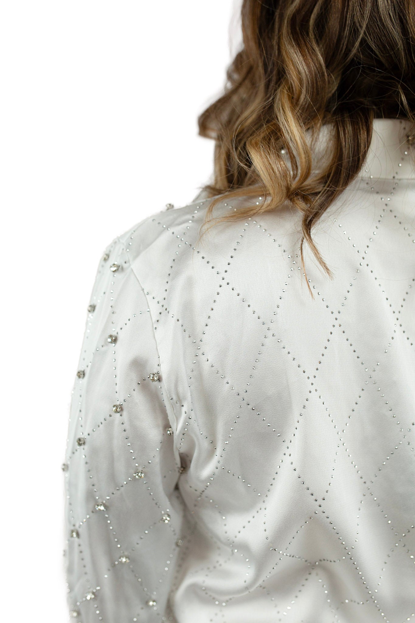 Rhinestone Embellished Satin Blouse