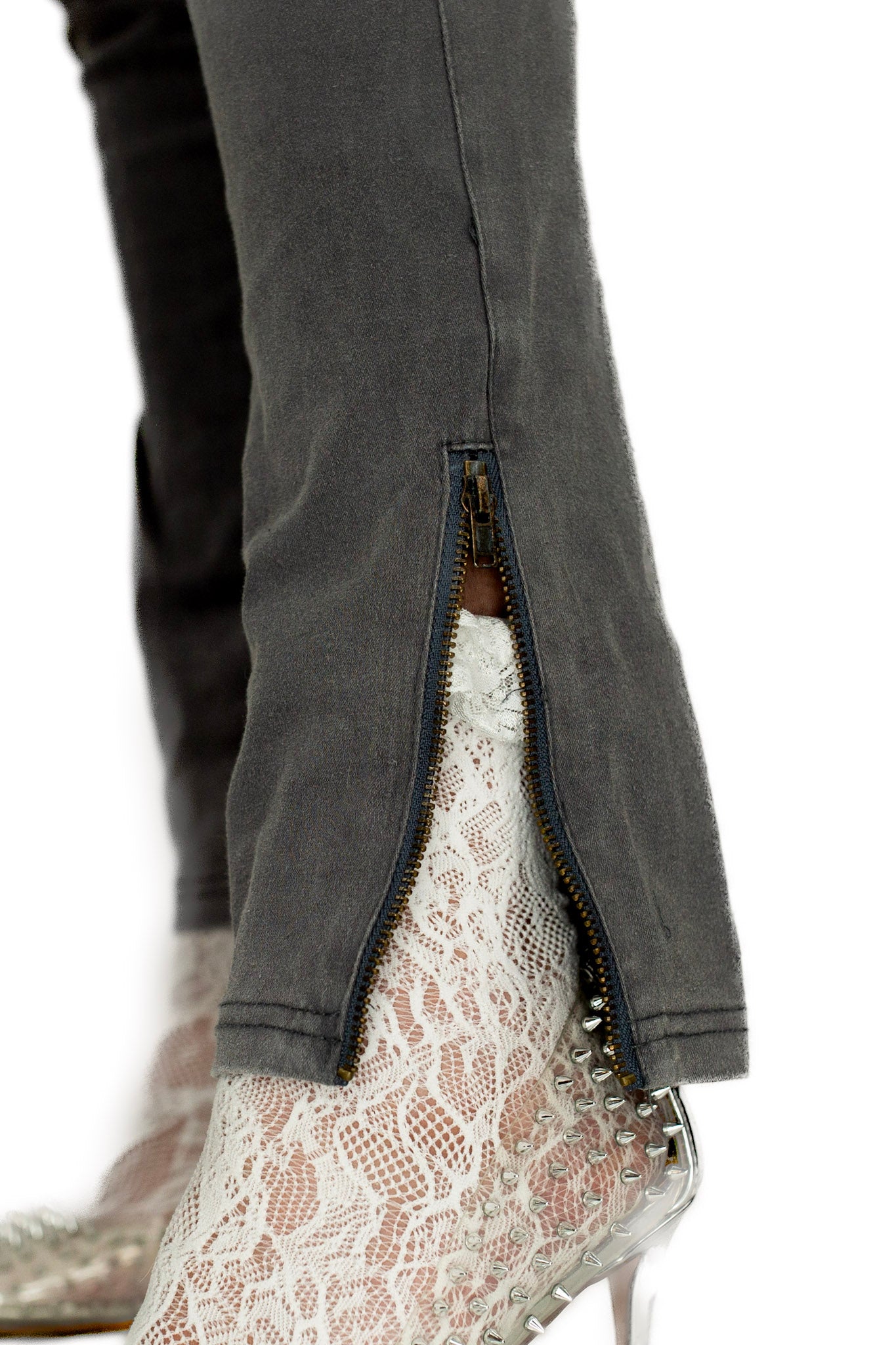 Moto jeggings with ankle zipper detail