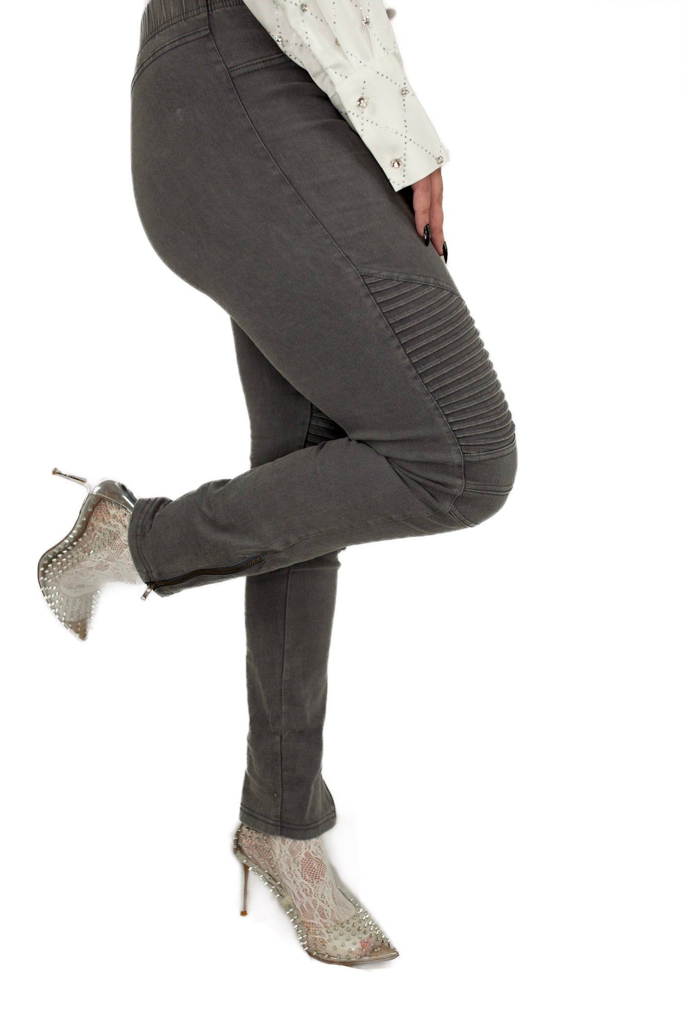 Moto jeggings with ankle zipper detail