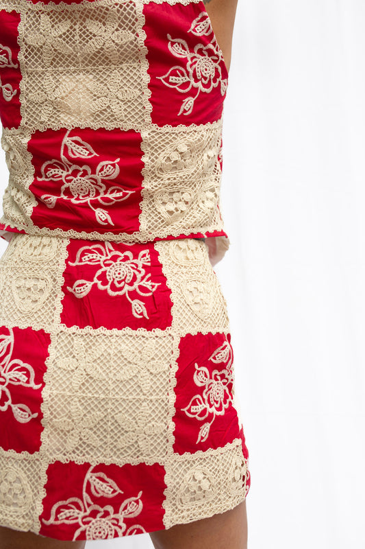 Isabella Red Mini Skirt