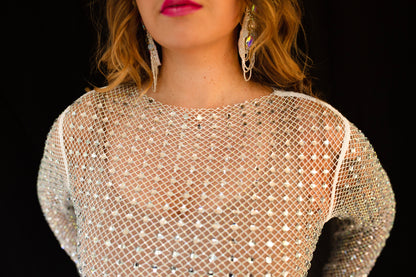 Embellished Hollow Out Diamante Maxi Dress