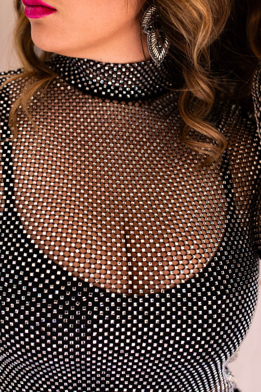 Rocking Rhinestone Mesh Crop Top