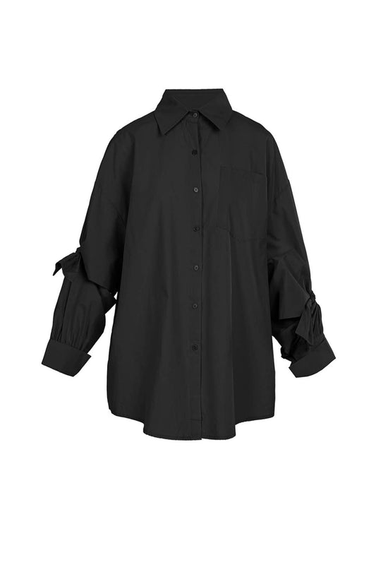 Cutout Elbow Tie Details Long Shirt